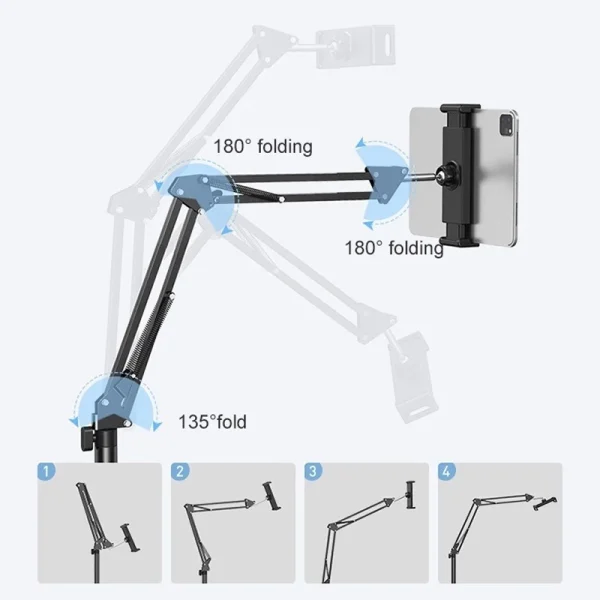my-11134207-820la-mgrksyi2fm6n9c.webp Tablet Phone Metal Stand Lazy Holder Bracket Adjustable Long Arm Floor Stand Clip