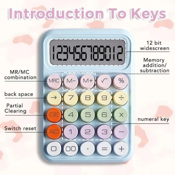 Random Candy Style Large Display Mechanical Round Button Calculator