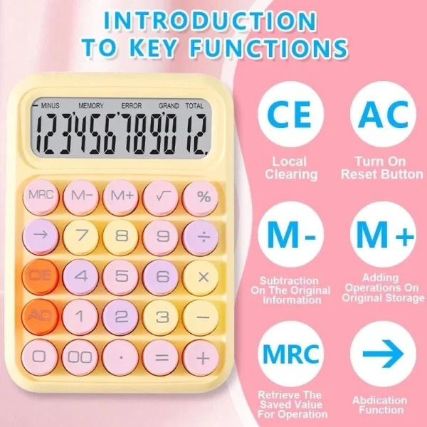 Random Candy Style Large Display Mechanical Round Button Calculator