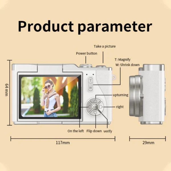 4K Digital Camera 48Mp Flip Screen Megapixel Retro Hd Kids Camera